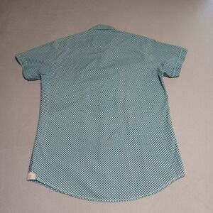 Tranquility Mayhem Men Short Sleeve Snap Front Shirt Teal Geometric Peace Button
